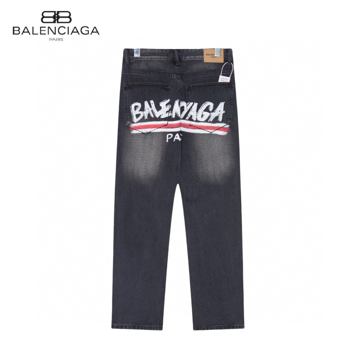 Balenciaga Jeans Hand-drawn Graffiti Letter Print logo25ss Spring Summer New Straight Loose Slim Fit Jeans Unisex Long Pants