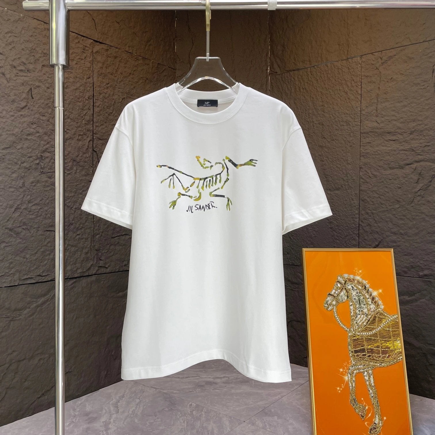 Arc'teryx T-shirt Chest Skeleton Print logo round Neck Short Sleeve25ss New pure cotton T Unisex T-Shirt OS Drop Shoulder Loose Fit Base Shirt Top T-Shirt Short Sleeve