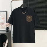 Louis Vuitton LV T-shirt Leather Pocket logo round Neck Short Sleeve25ss New Pure Cotton Unisex Style T Casual T-Shirt Base Layer Shirt OS Loose Fit Half Sleeve Top Plus Size
