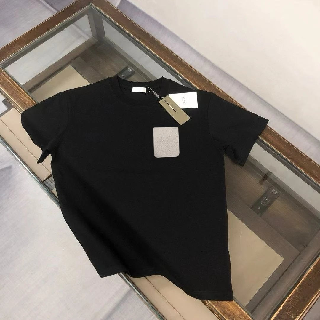 Dior T-shirt Front Pocket Jacquard Letters logo round Neck Short Sleeve25ss New pure cotton T Unisex T-Shirt OS Loose Fit Base Shirt Top Half Sleeve T-Shirt