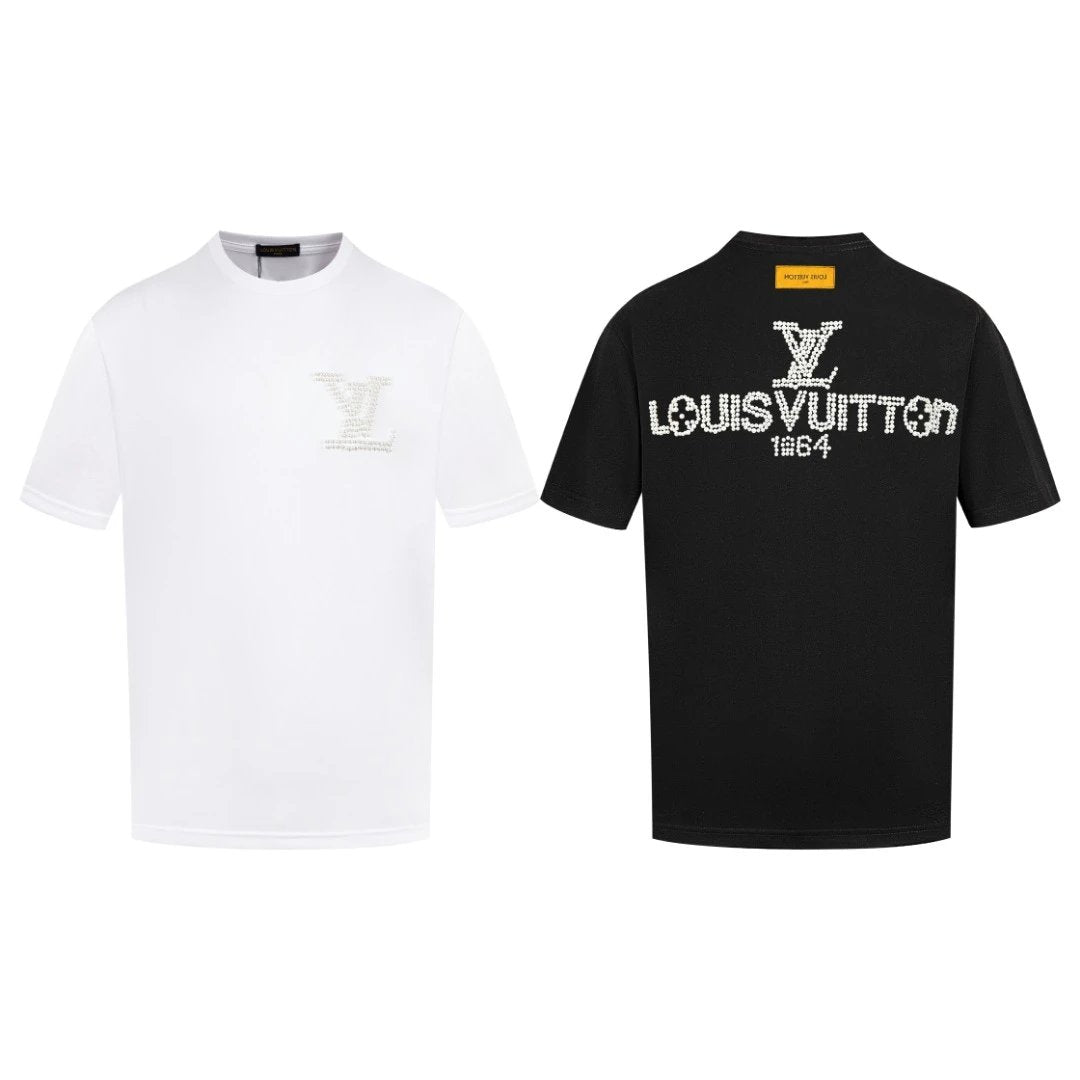 Louis Vuitton LV T-shirt Back Pearl Letter Cannon Bead logo round Neck Short Sleeve25ss New Pure Cotton Unisex Style T T-shirt OS Loose Fit Base Shirt Half Sleeve T-Shirt Top Half Sleeve