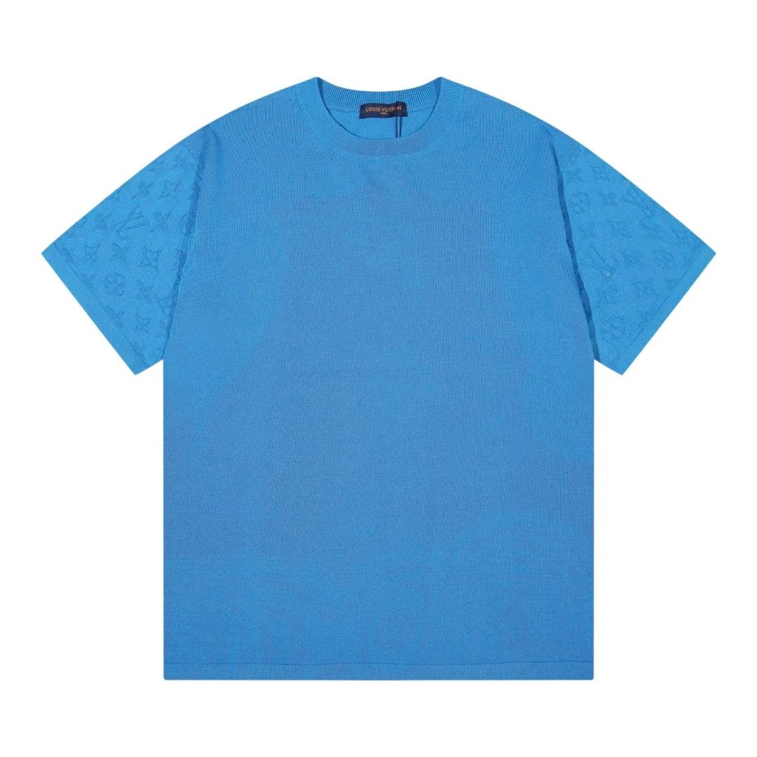 Louis Vuitton LV T-shirt Double-Sleeve Jacquard Knit logo round Neck Short Sleeve25ss New pure cotton T Unisex T-Shirt OS Loose Fit Base Shirt Top Half Sleeve T-Shirt