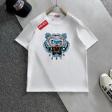 Kenzo T-shirt Top Version Tiger Head Embroidery Counter Same Style Pure Cotton Summer Men and Women Same Style Fashion Loose All-Matching2024New Short Sleeve T T-shirt