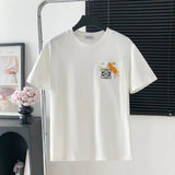 LOEWE T-shirt 25SS Early Spring New Floral Rabbit Embroidery Round Neck Short Sleeve Pure Cotton Unisex T T-shirt OS Loose Fit Base Shirt Summer Casual Simple T-Shirt