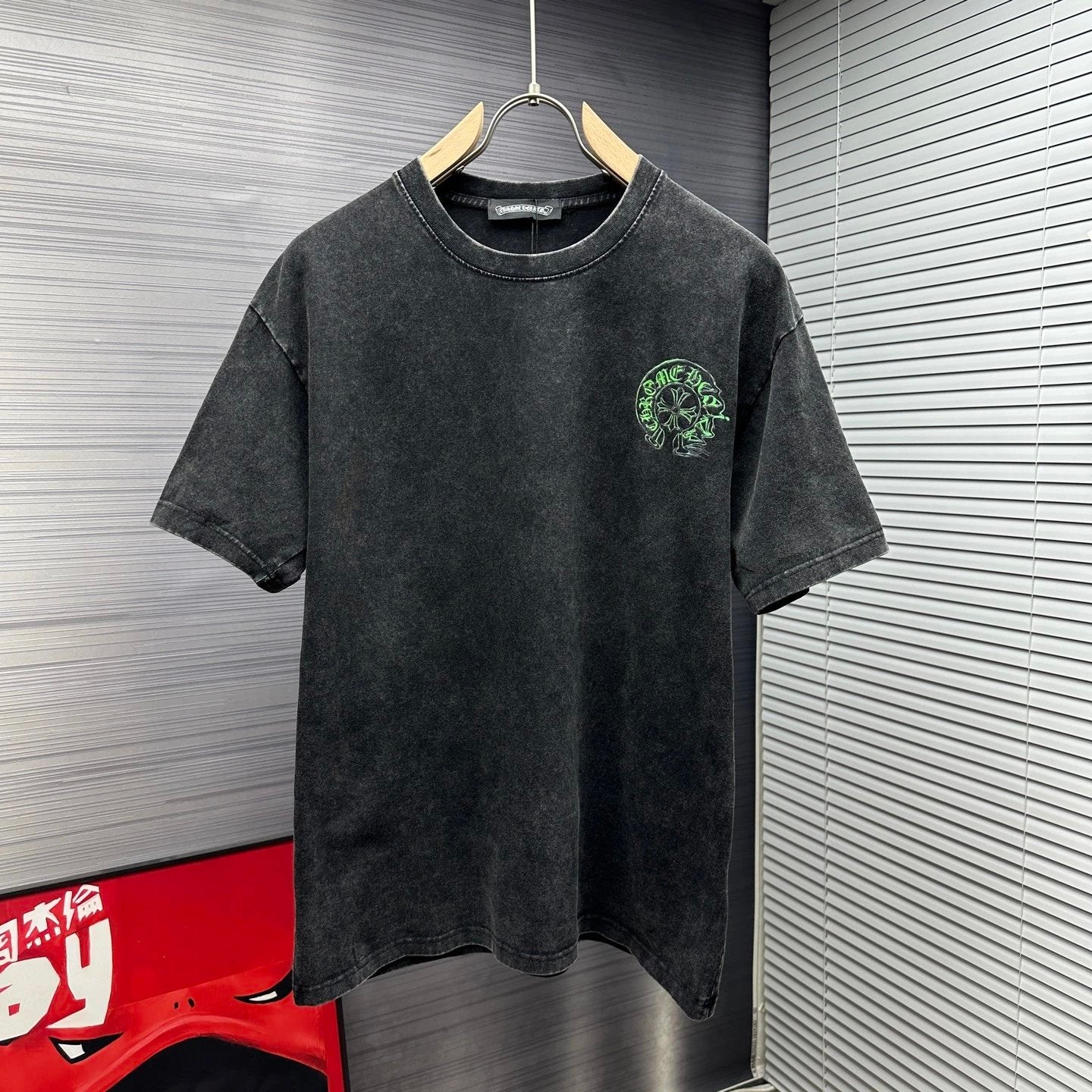Chrome Hearts T-shirt Front and back green horseshoe print logo round Neck Short Sleeve25ss New Pure Cotton Unisex Style T T-shirt OS Loose Fit Base Shirt Half Sleeve T-Shirt Top Half Sleeve