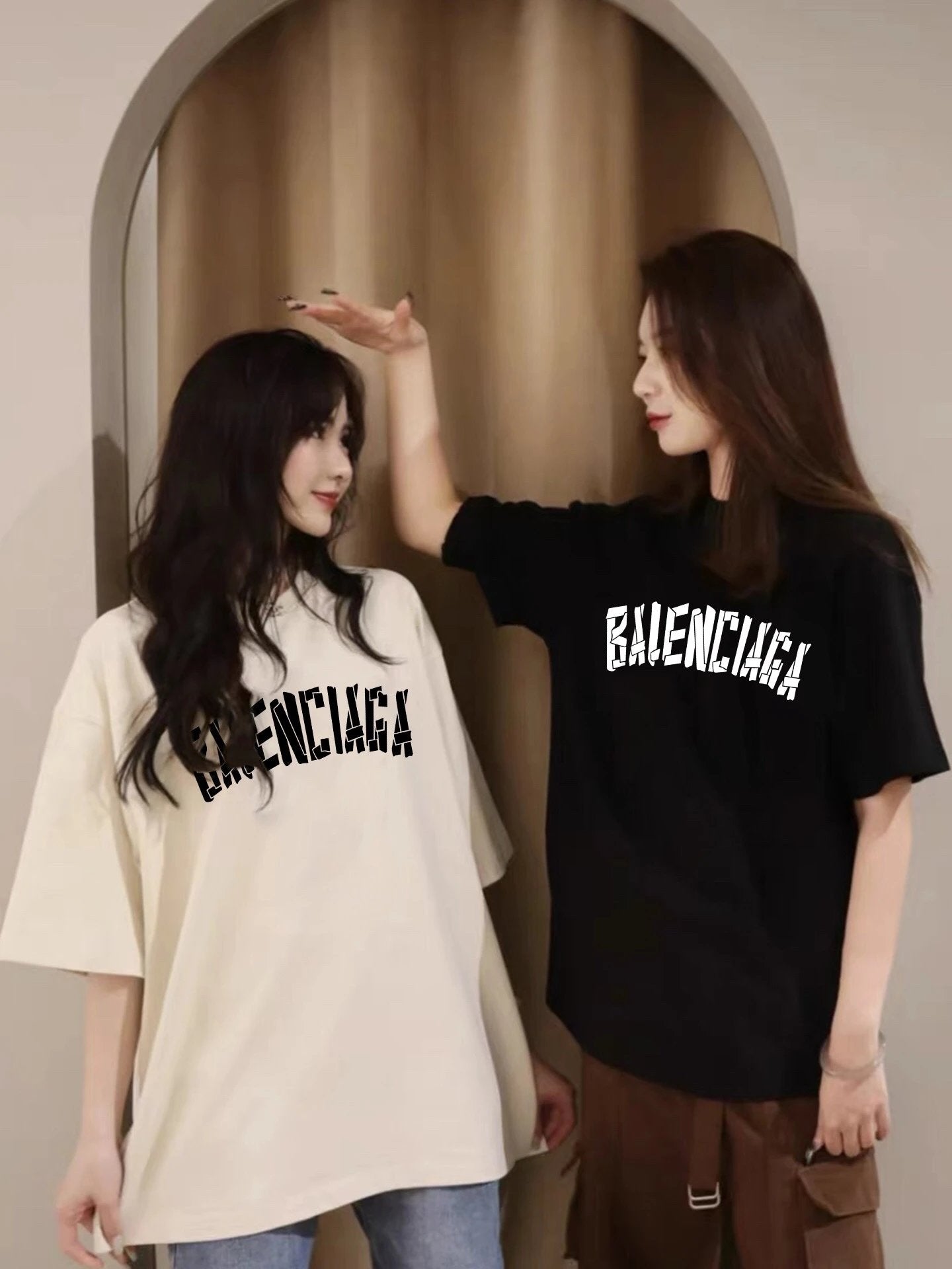 Balenciaga T-shirt Digital Direct Print on Chest logo round Neck Short Sleeve25ss New Pure Cotton Unisex Style T T-shirt OS Loose Fit Base Shirt Top Half Sleeve T-Shirt