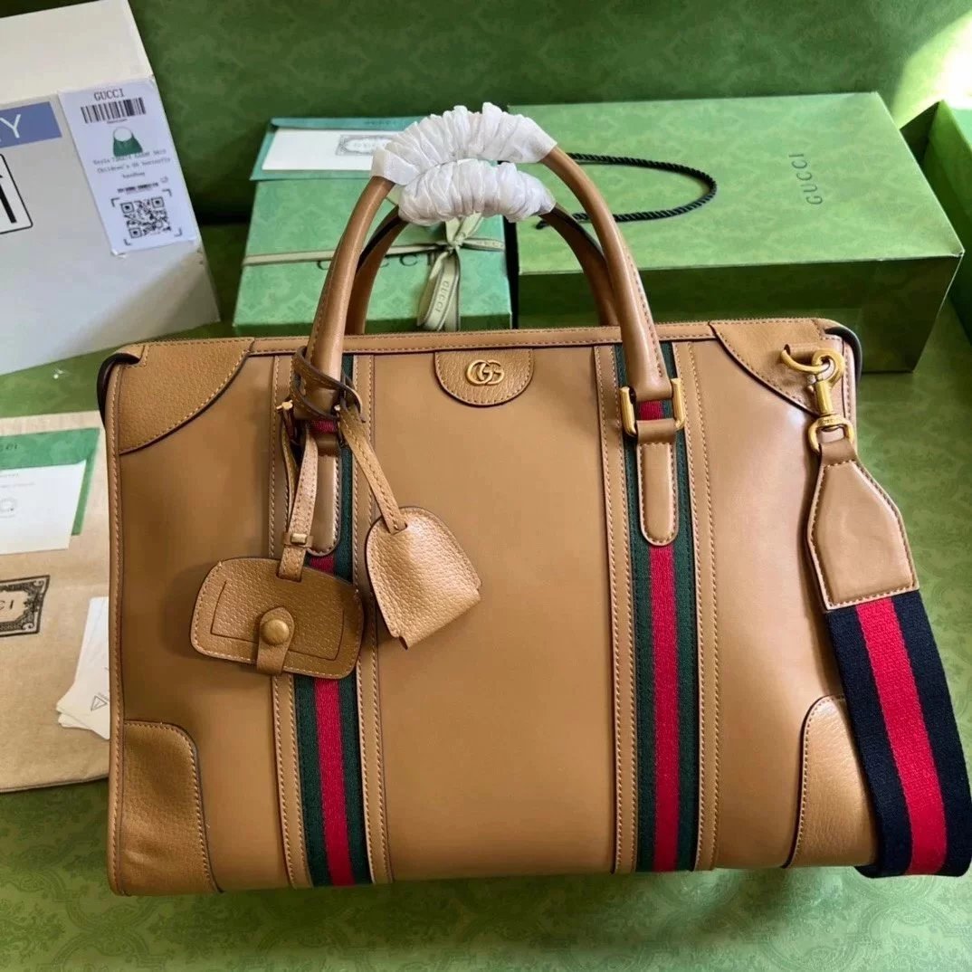 Gucci Tote Bag/Briefcase/Travel Bag Top version 【Premium Original Leather】2023New Xiao Zhan Style Travel Bag New Men's Large Handbag Travel Bag40cm Large Tote Bag Men's Tote Bag Computer Bag Luggage Bag Gym Bag Large Capacity Shopping Bag Men's and Women'