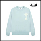 Ami Sweater Knitwear Classic round Neck Big Heart Jacquard Pullover Sweater Loose and Idle Sense Casual Couple Outfit-CY