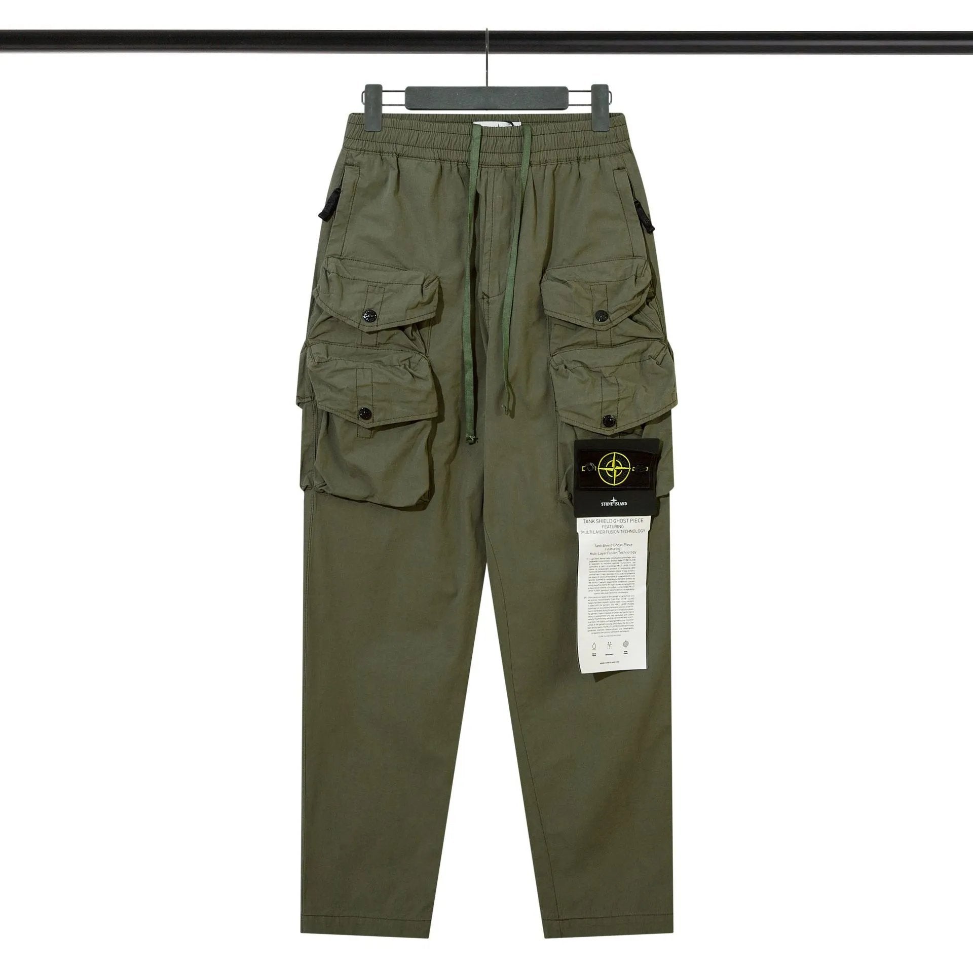 Stone Island Overalls STON Stone Compass Badge Patch Casual Pants European and American Mechanical Style Jogger Pants Workwear Ankle-Tied Trousers Island