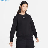 Nike Autumn and Winter Women's Sweater Sports Casual Small Hook Loose round-Neck with Fleece Lining Pullover DQ5734