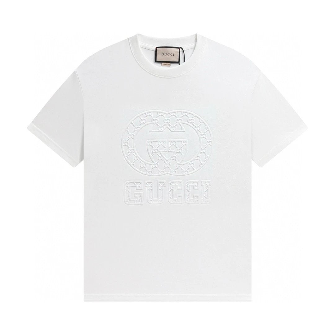 Gucci T-shirt Chest Engraved Letter logo round Neck Short Sleeve25ss New Pure Cotton Unisex Style T T-shirt OS Loose Fit Base Shirt Top Half Sleeve T-Shirt