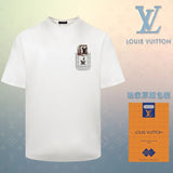 Louis Vuitton LV T-shirt Pocket Characters on the Chest LOGO Printed round Neck Short Sleeve25ss New Pure Cotton Unisex Style T T-shirt OS Loose Fit Base Shirt Short Sleeve Top T-Shirt
