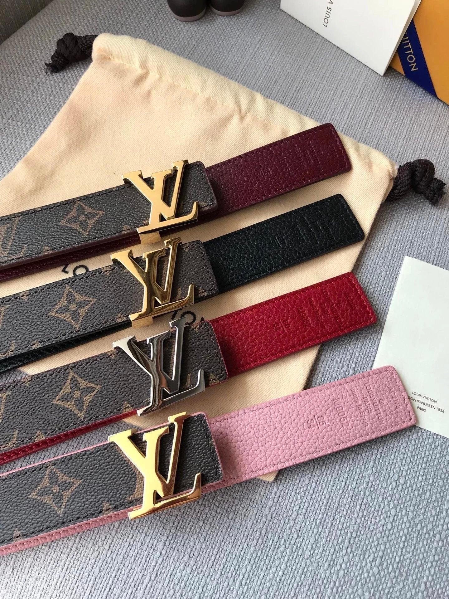 Louis Vuitton LV Belt Top version 【Counter Quality】Belt New Belt3.0cm Women's Belt Metal Buckle Women's Leather Belt with Classic Presbyopic Chessboard Grid Belt with Genuine Goods Packaging No Problem in and out of the Counter Versatile Casual Fashion Fo