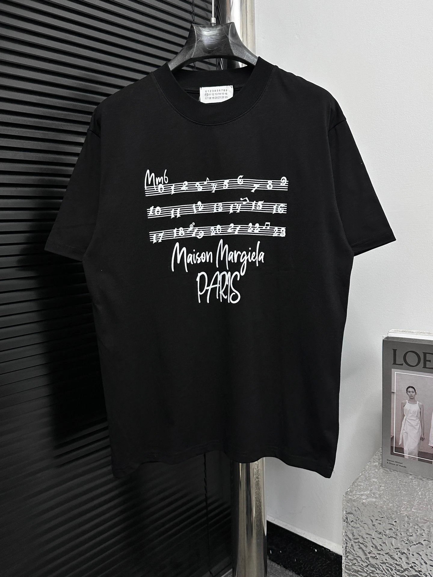 Maison Margiela T-shirt Chest Music Note Letter Print logo round Neck Short Sleeve25ss New pure cotton T Unisex T-Shirt OS Loose Fit Base Shirt Top Half Sleeve T-Shirt