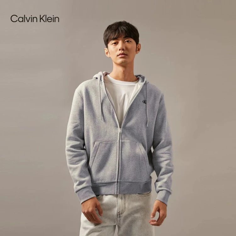 Calvin Klein Hoodie Top Version Autumn and Winter Men's and Women's Same Simple Embroidery Lettered Casual Solid Color Hooded Pullover Sweater