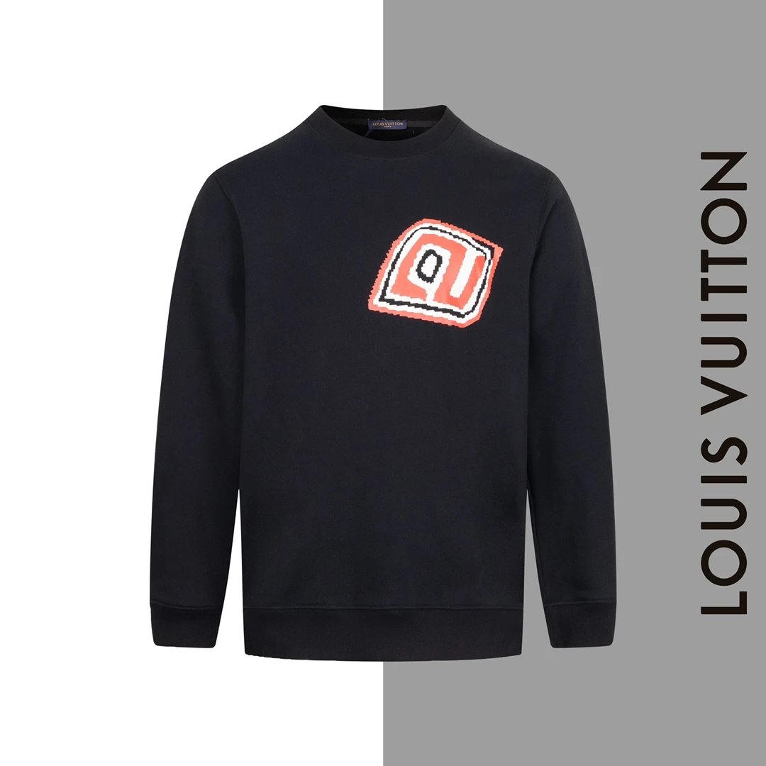 Louis Vuitton LV Hoodie Red Letter Logo Ink Splash Print Crewneck Sweatshirt Jacket OS Pullover Long Sleeve Top Sports Casual Unisex Loose Fit Base Shirt
