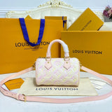 Louis Vuitton LV Women's Bag Top version 【Super Original Factory】M81456Black M81457Brown 100% Leather Embossed Silk Screen NANOSPEED Mini Handbag mini Boston Pillow Bag Detachable Shoulder Strap Messenger Handbag Women's Bag