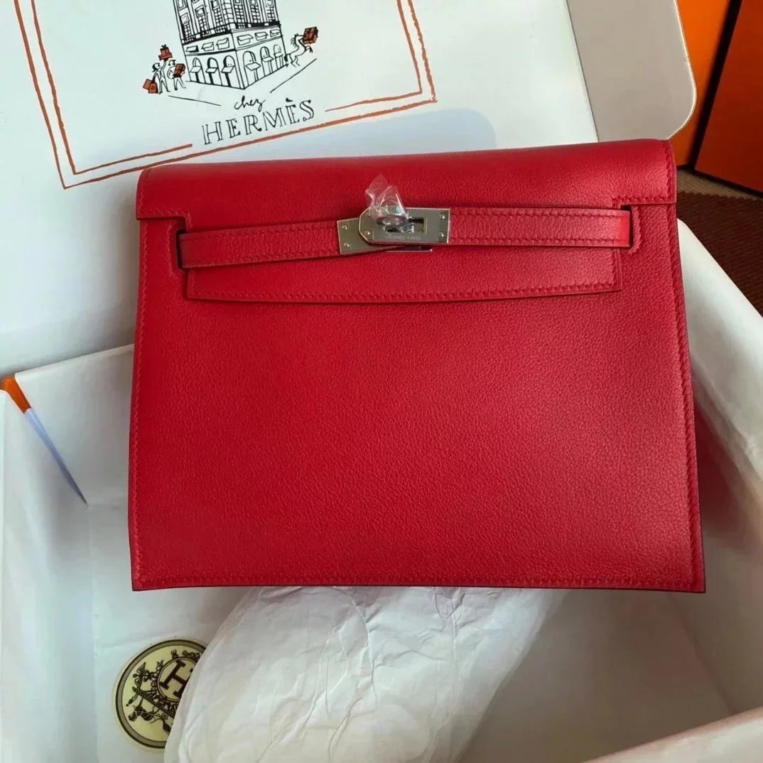 Hermes women's bag Top version 【H Handmade】Women's Bag KellyDanSe22cmevercolor Leather Imported Beeswax Thread Clutch Backpack Waist Bag Shoulder Messenger Bag Gold and Silver Buckle