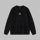 Balenciaga Sweater Double Ring Letter Embroidery Crew Neck Sweater Long Sleeve Pullover Unisex Thickened OS Loose Fit Top Versatile Casual Jacket Lazy Style