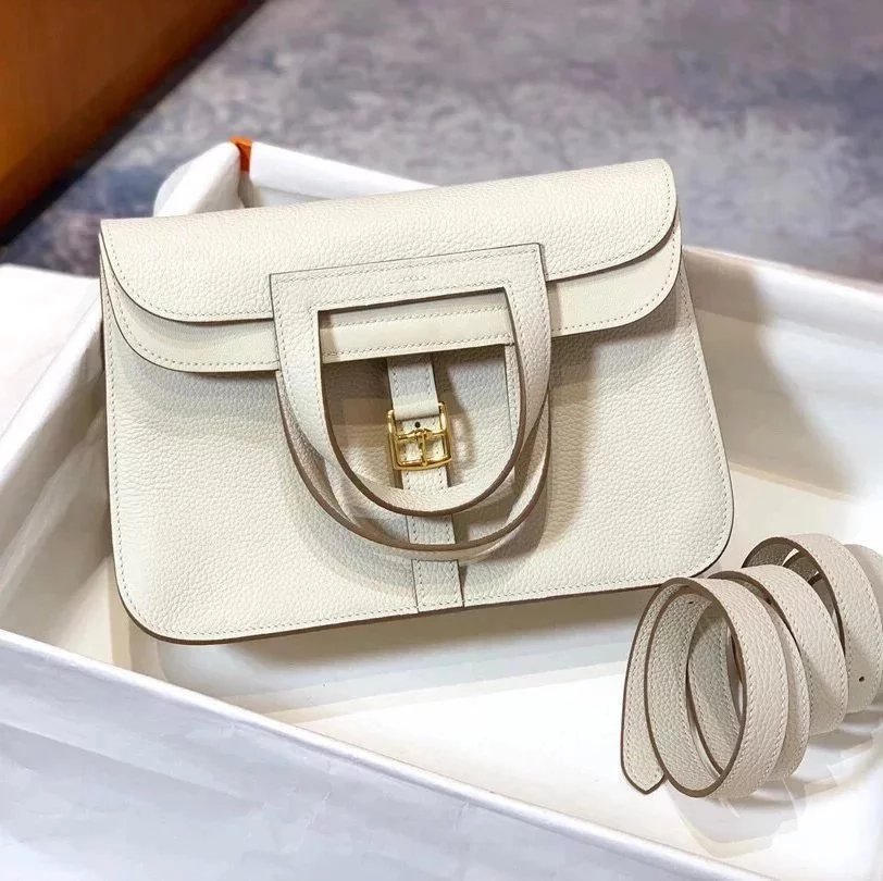Hermes women's bag Top version 【Handmade Imported Fabric Beeswax Thread】H Home halzan22cm25cm Horseshoe Bag Shoulder Bag Multi-Functional One Bag Multi-Purpose Messenger Bag Handbag Fashion Casual Famaous Brand Women's Bag