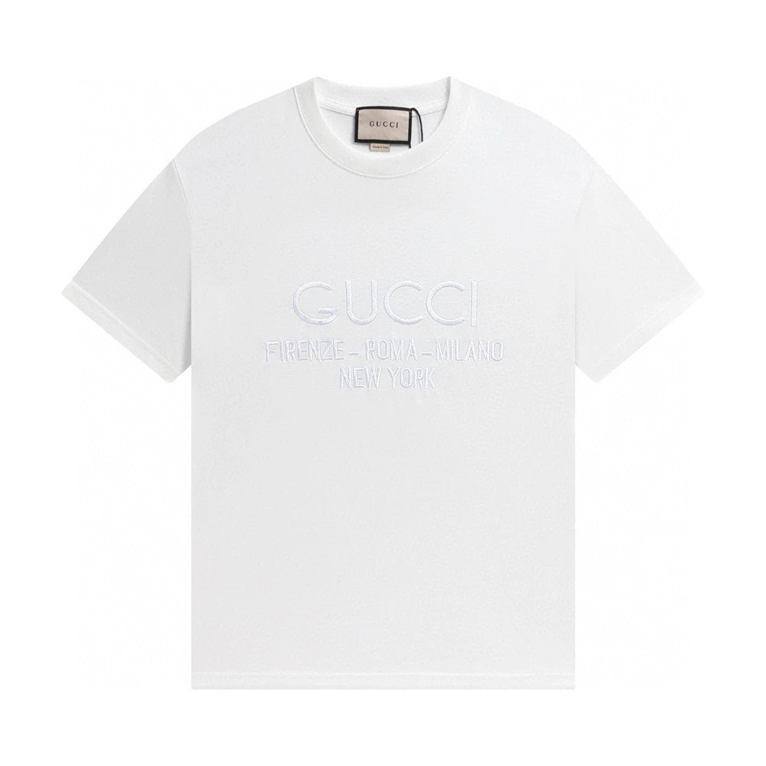 Gucci T-shirt Chest Letter Embroidery logo round Neck Short Sleeve25ss New pure cotton T Unisex T-Shirt OS Drop Shoulder Loose Fit Base Shirt Top T-Shirt Short Sleeve
