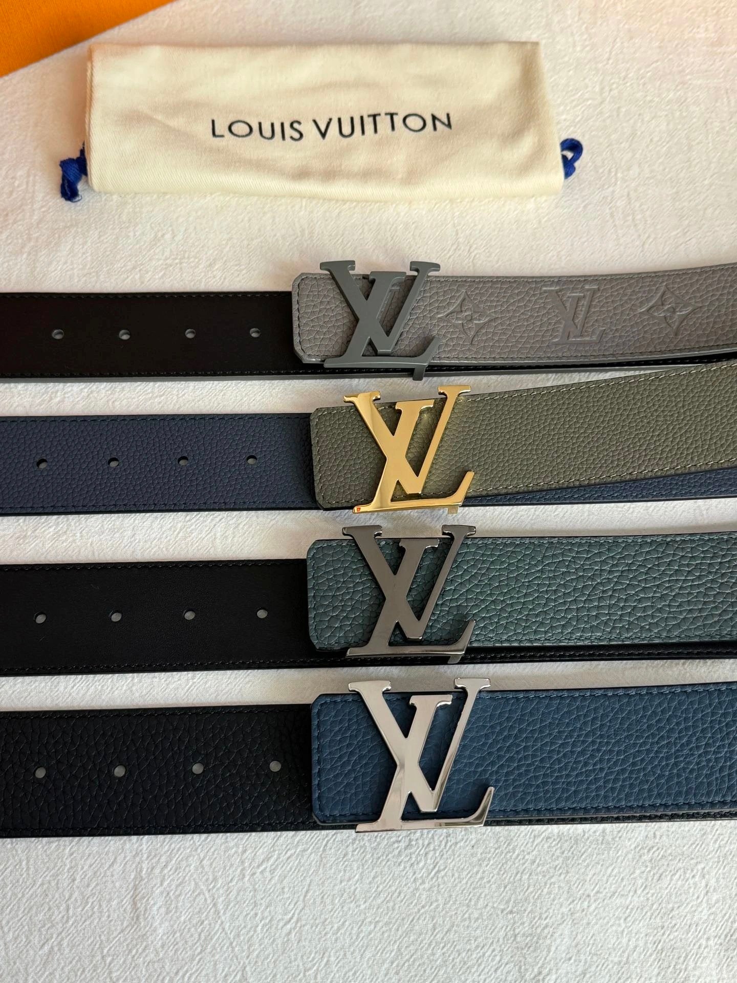 Louis Vuitton LV Belt Top version The Most New Belt4.0cm Men's Belt Metal Buckle Men's Leather Belt with Classic Chessboard Plaid Belt with Genuine Goods Packaging