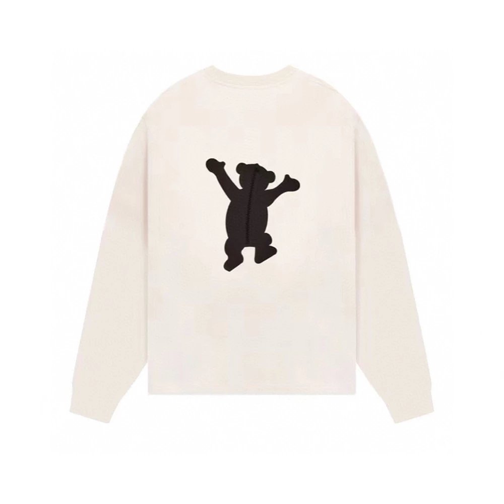 We11done Hoodie Top Version SS Flocking Bear Loose round Neck Long Sleeve T T-shirt