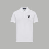 Louis Vuitton LV T-shirt Front Rhinestone Embellishment logo Letters POLO Shirt Lapel Short Sleeve25ss New Unisex Summer Short Sleeve OS Loose T Business Half Sleeve Shirt Plus Size T-Shirt