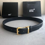 Montblanc Belt Top version 【Original Factory】Men's Leather Belt Width3.5cm Quality Full Set Packaging Pin Buckle Original Imported Double-Sided Head Layer Cowhide 100% Original Pure Brass Buckle Dual-Use Fashion Elegant Boys Belt M Home New Custom Latest