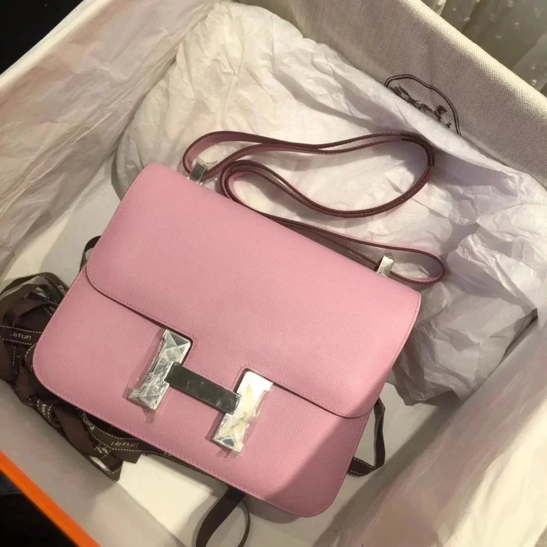 Hermes women's bag Top version 【H Handmade Custom】Stewardess Bag Constance Bag constance Silver Buckle Gold Buckle EP Women's Leather Crossbody Shoulder Bag2424