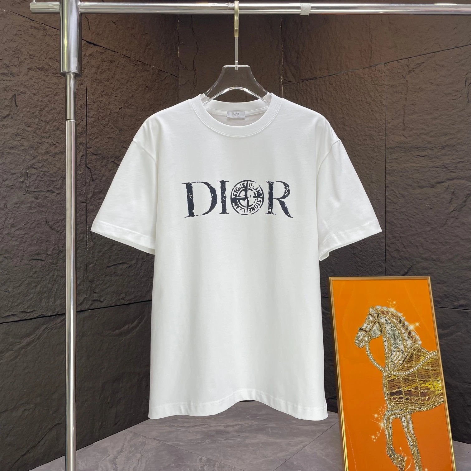 Dior T-shirt Chest Letter Pattern Print logo round Neck Short Sleeve25ss New Pure Cotton Unisex Style T T-shirt OS Loose Fit Base Shirt Half Sleeve T-Shirt Top Half Sleeve