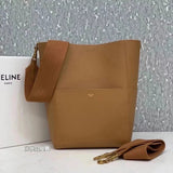 Celine women's bag Top version 【Level Surrogate Shopping】Large Size SeauSangleBucket Large Bucket Bag tote Tote Bag Litchi Grain Cowhide Commuter Bag Celine Women's Bag Mummy Bag sangle Bucket Bag Large