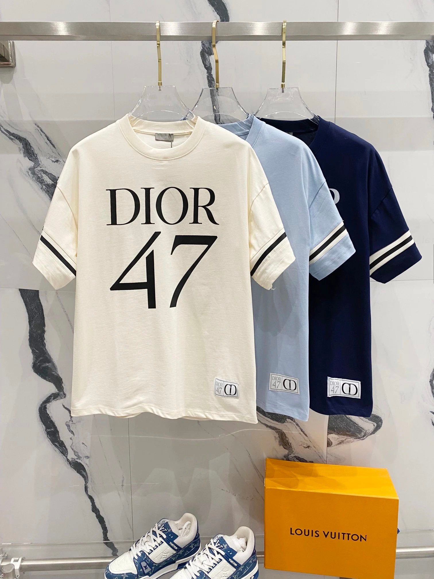 Dior T-shirt Large LOGO Printed Crew Neck Short Sleeve Pure Cotton T Unisex T-Shirt OS Loose Fit Base Shirt Casual Simple T-Shirt
