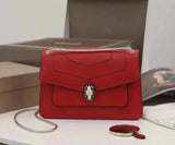 BVLGARI Bag Top version SerpentiForever Red Handbag Bag Decorated with a Snake's Head File Holder Chain Bag Portable Shoulder Messenger Bag Women's Bag