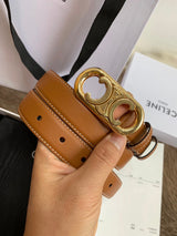 Celine Belt Top version Goods Belt Belt Female Arc De Triomphe Belt Arc De Triomphe Belt Black Retro Hair Style Belt Bright Gold Head Belt Belt Double-Sided Belt Women's Belt Women's Belt Belt Women's Belt2.5Belt Women's Belt Belt