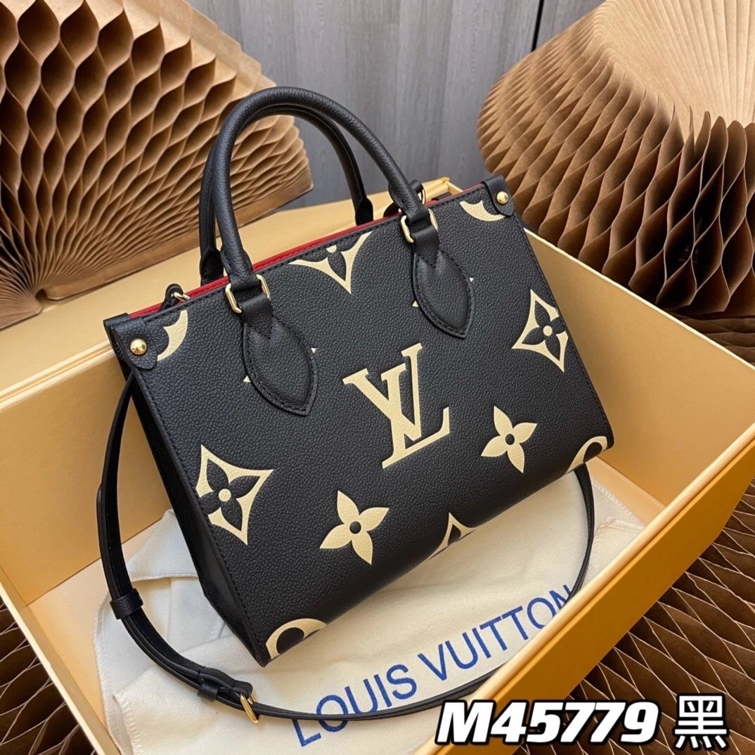 Louis Vuitton LV Women's Bag Top version Early Spring New Small Size Classic Floral Tote Bag Mummy Bag Shoulder Portable Messenger Shopping Bag New Small Size25cm Gray Black