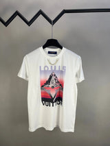 Louis Vuitton LV T-shirt Floral Alpine Print on the Chest logo round Neck Short Sleeve25ss New Pure Cotton Women's Style T T-shirt OS Loose Fit Base Shirt Half Sleeve T-Shirt Top Half Sleeve