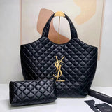 YSL Women's Bag Top version Original Leather Surrogate Shopping Edition2022Popular SAINTLAURENT New ICARE22Spring and Summer New Tote Bag Mummy Bag Mother and Child Bag Shopping Bag Tote Bag Lambskin Material698651