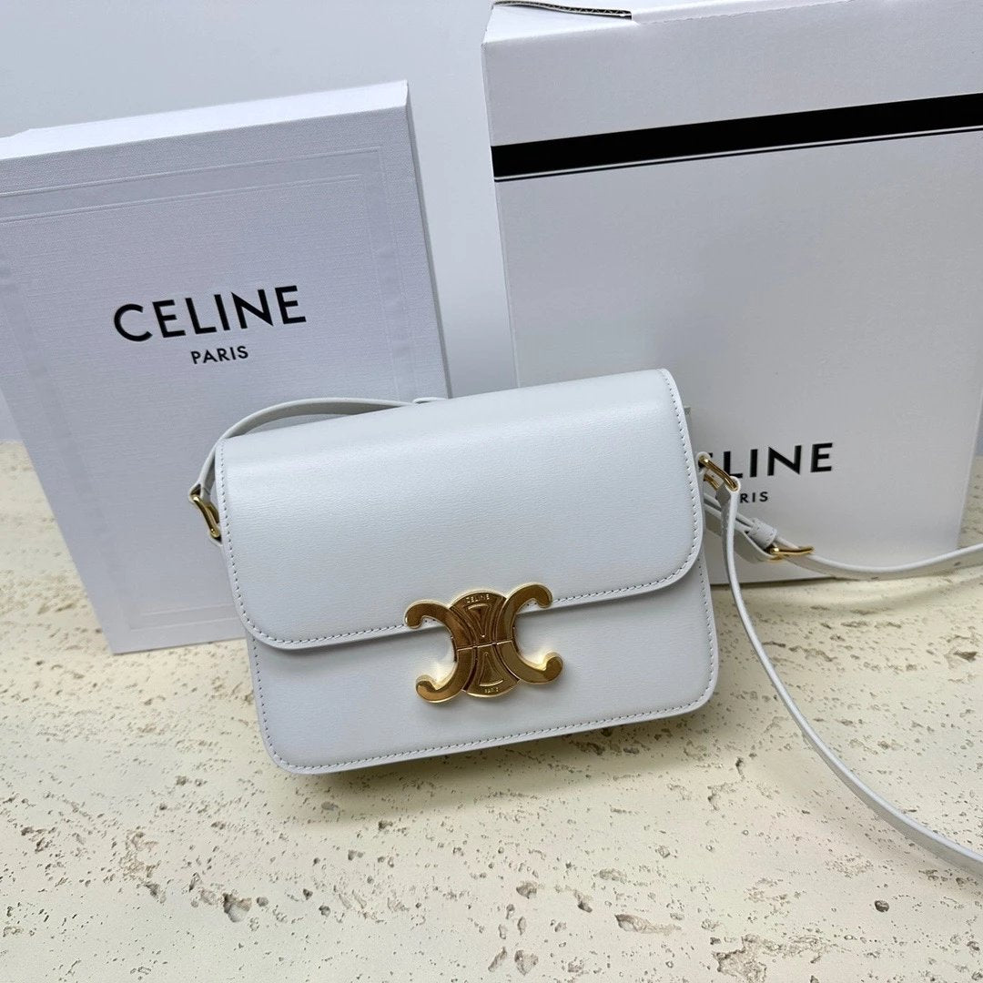 Celine women's bag Top version 【Surrogate Shopping Edition】Teen Arc De Triomphe Crossbody Bag New BOX Bag18.5cm Small Size2023New Cherry Blossom Pink Arc De Triomphe Women's Bag Square Bag mininano Retro Gold Buckle Shoulder Crossbody Bag Arc De Triomphe