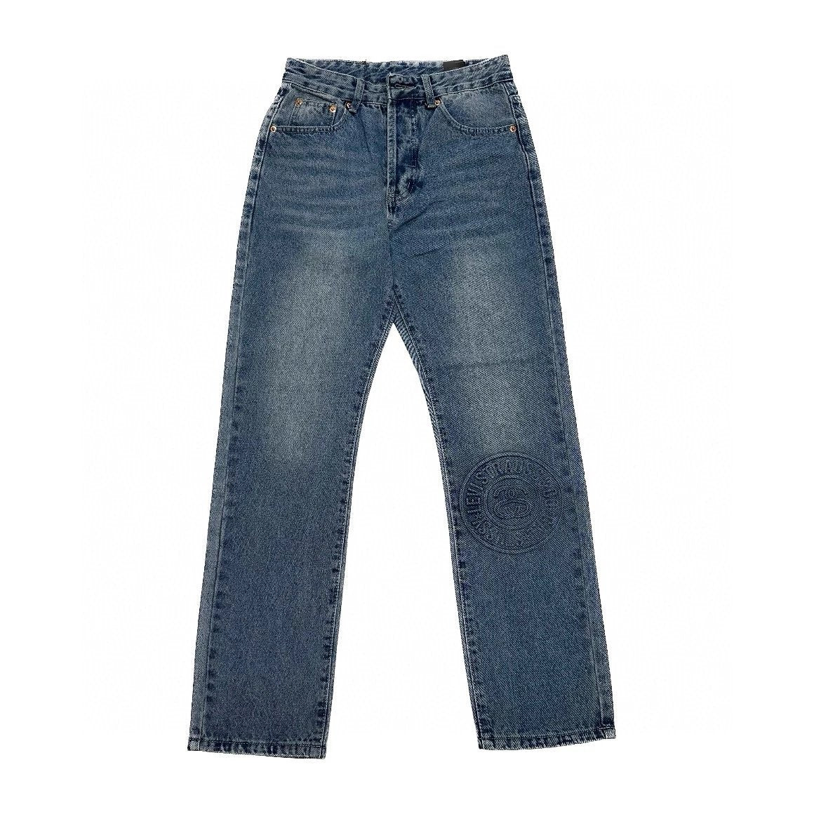 Stussy Jeans Top Version Counter Same Style Heavy Straight Stretch-Free Loose Blue Jeans Baita Casual Trousers for Men