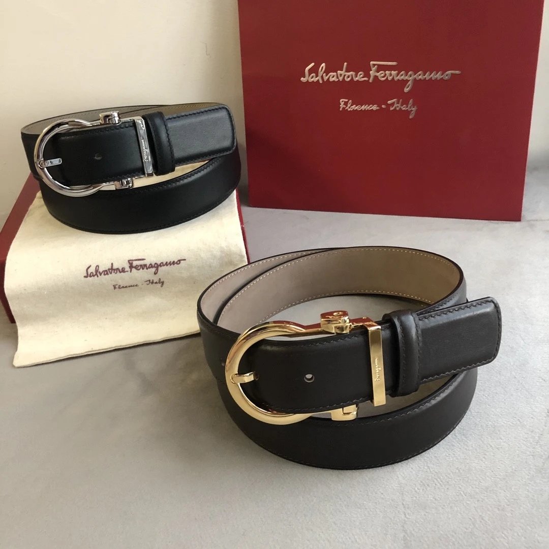 Ferragamo Belt Top version Original Single Men's and Women's Belt Belt Width3.5cm Counter Belt Fashionable All-Match Casual Belt Pants Belt F Home