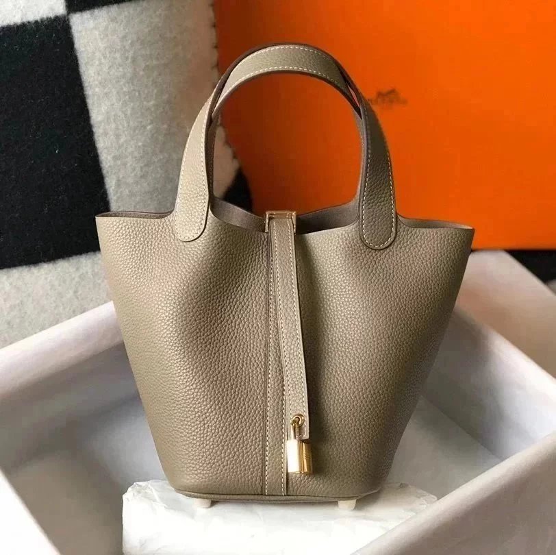 Hermes women's bag Top version Women's Bag21New Handmade picotin Bucket Bag1822Vegetable Basket Bucket Bag Handbag