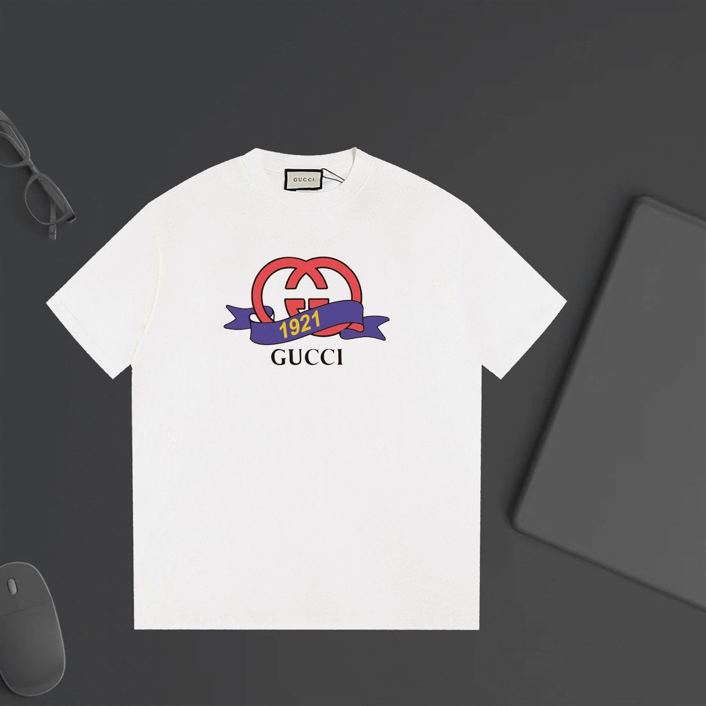 Gucci T-shirt Chest1921Double G Letter Printing logo round Neck Short Sleeve25ss New Pure Cotton Unisex Style T T-shirt OS Loose Fit Base Shirt Top Half Sleeve T-Shirt