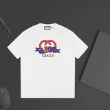 Gucci T-shirt Chest1921Double G Letter Printing logo round Neck Short Sleeve25ss New Pure Cotton Unisex Style T T-shirt OS Loose Fit Base Shirt Top Half Sleeve T-Shirt