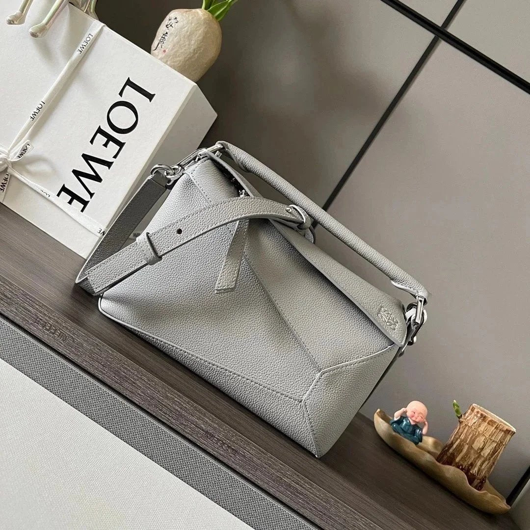 LOEWE Women's Bag Top version 【Original Leather Version】2023New Mini Satin Cow Leather PuzzleEdge Handbag puzzle Mini Handbag Geometric Bag Mobile Phone Bag Portable Messenger Bag Loe New puzzle Bag nano Size18cm Summer bags