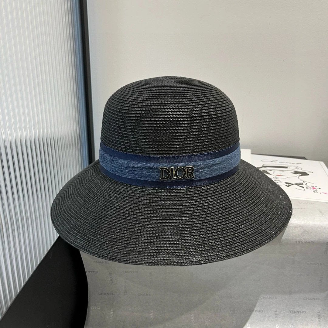 Dior Hat Brand Logo logo Fisherman Hat Casual Sun Protection Outdoor Versatile UV Protection Plain Face Covering Sun Hat Flat Top Bucket Hat