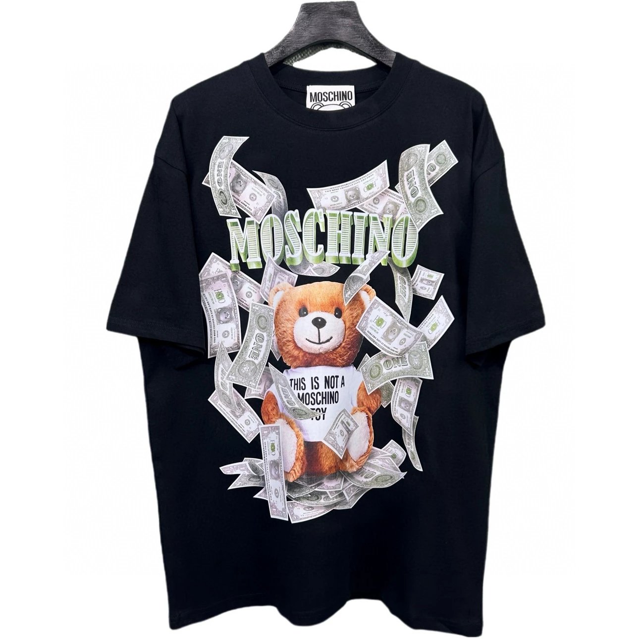 Moschino T-shirt Top Version Counter Same Style Pure Cotton Summer Men's and Women's Same Fashion Loose All-Matching2024New Short Sleeve T T-shirt