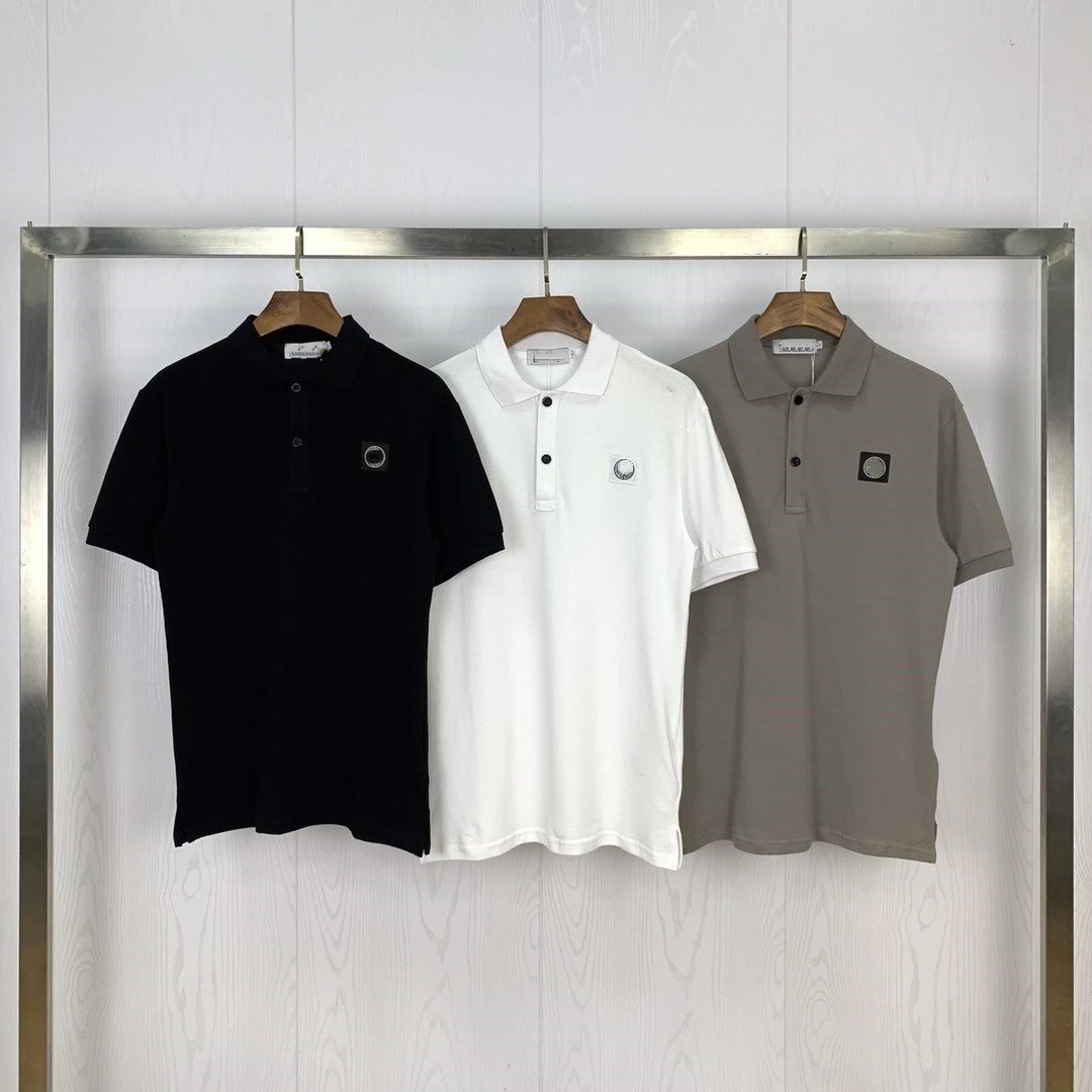 Stone Island T-shirt Summer New European and American Fashion Brand Compass Embroidery polo Short Sleeve Men and Women Same Style Loose Cotton T T-shirt One Piece Dropshipping