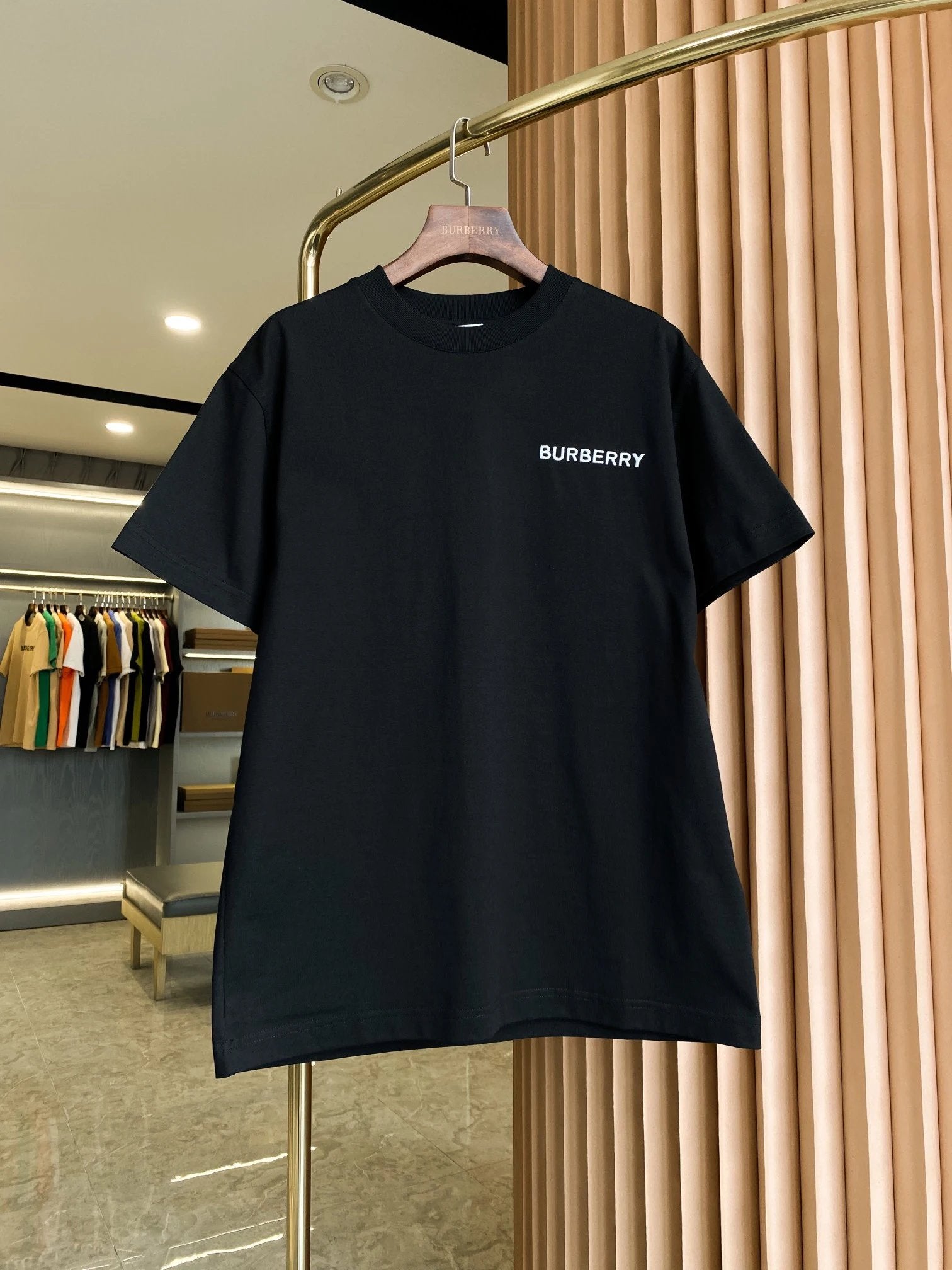 Burberry T-shirt Back TB Embroidery logo round Neck Short Sleeve25ss New Pure Cotton Unisex Style T Casual T-Shirt Base Layer Shirt OS Loose Fit Half Sleeve Top Plus Size