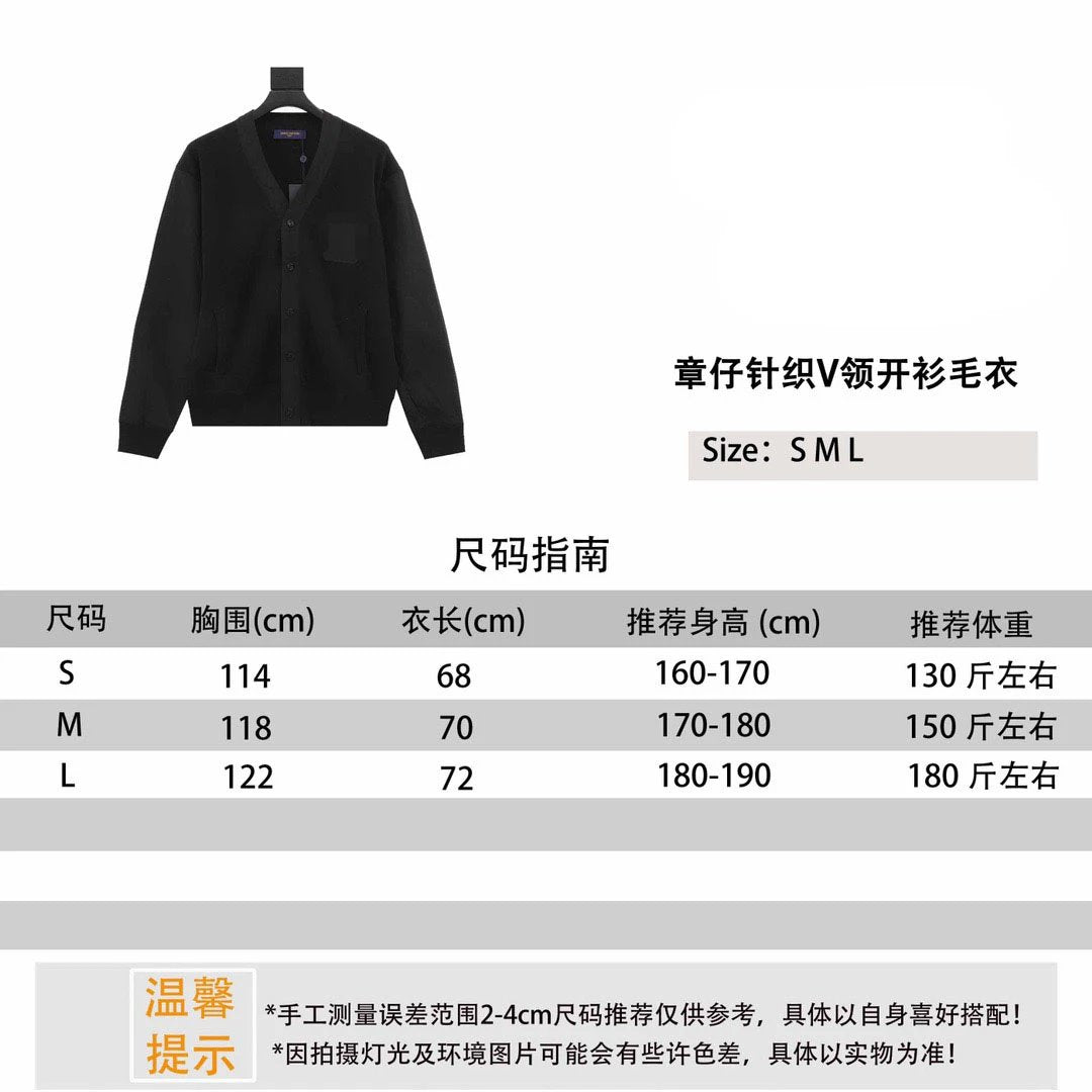 Louis Vuitton LV Sweater Sweater Zhang Zai Knitted Collar Cardigan Sweater for Men and Women